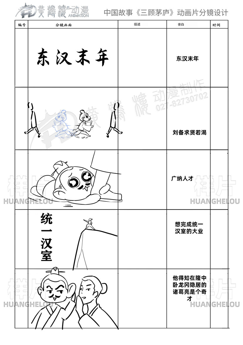 中国成语故事《三顾茅庐》动画片分镜设计