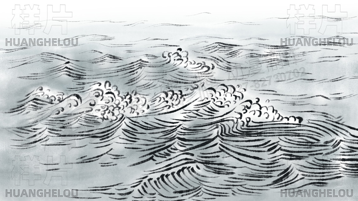 手绘水墨动画片《水面波浪》动漫视频场景效果图设计